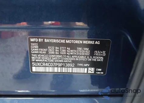 2023 BMW X5 Sdrive40I from USA, damaged, VIN 5UXCR4C07P9P13892